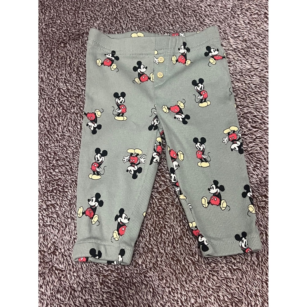 Disney Baby Mickey Mouse Gray Ribbed Leggings Pants Infant Size 6-9M